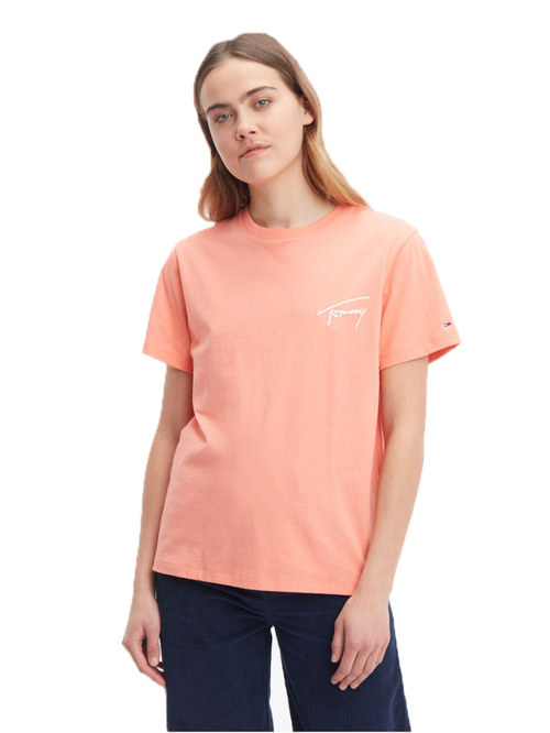 Tommy Jeans dámske oranžové tričko SIGNATURE