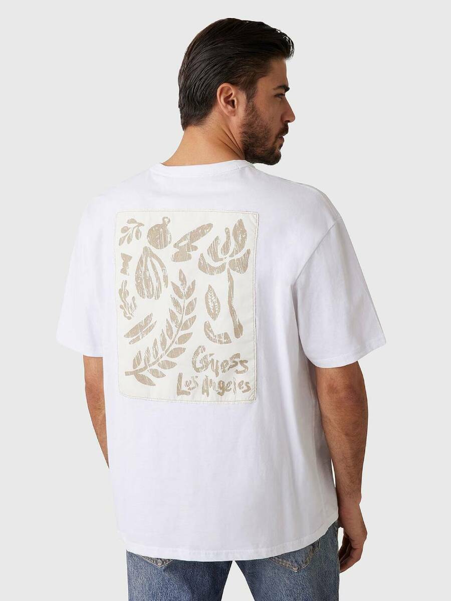 detail Guess pánske biele tričko