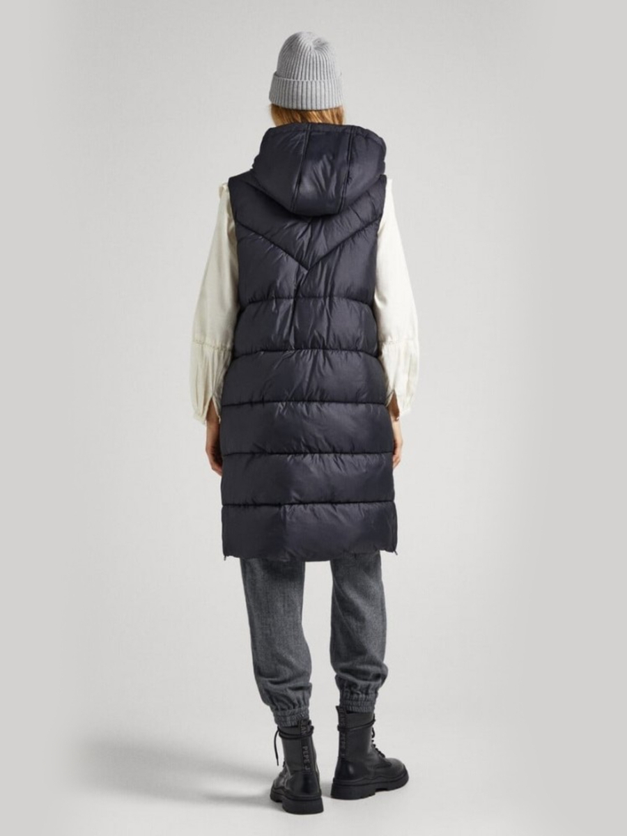 detail Pepe Jeans dámska čierna dlhá vesta