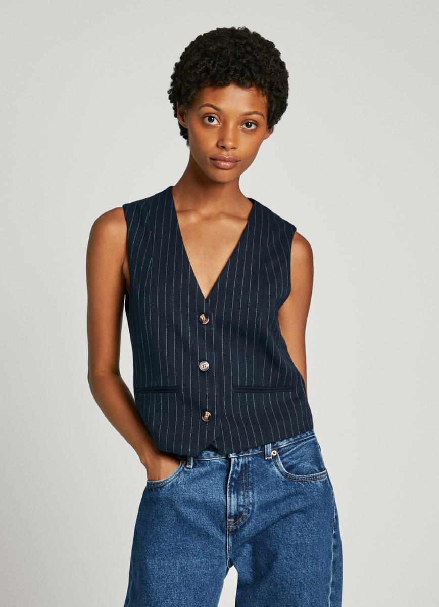 detail Pepe Jeans dámska modrá vesta DIANA 