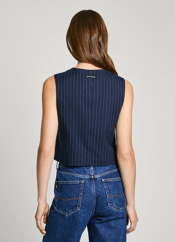 detail Pepe Jeans dámska modrá vesta DIANA 