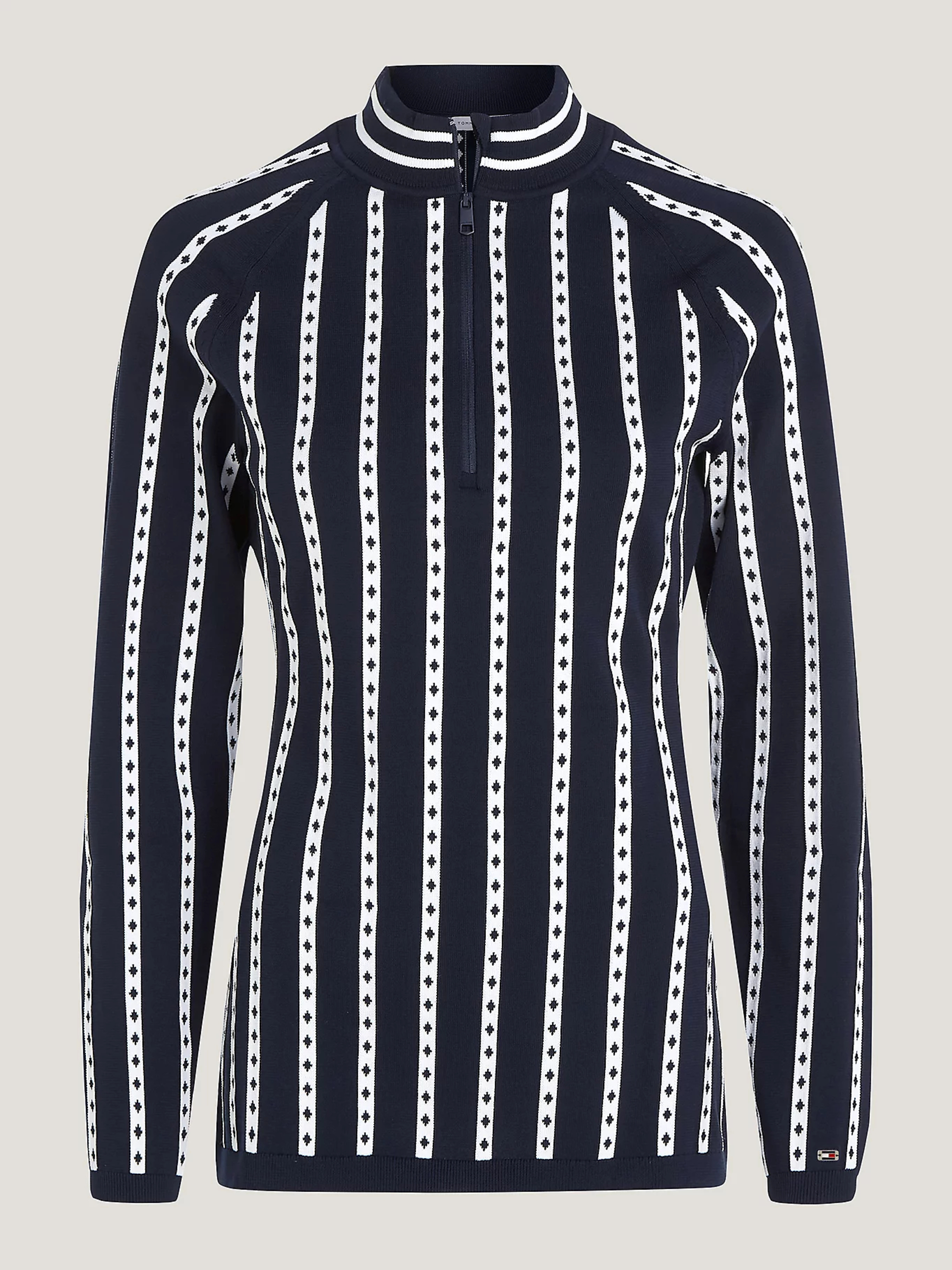 Tommy Hilfiger dámsky tmavomodrý sveter so vzorom - XS (0A4)
