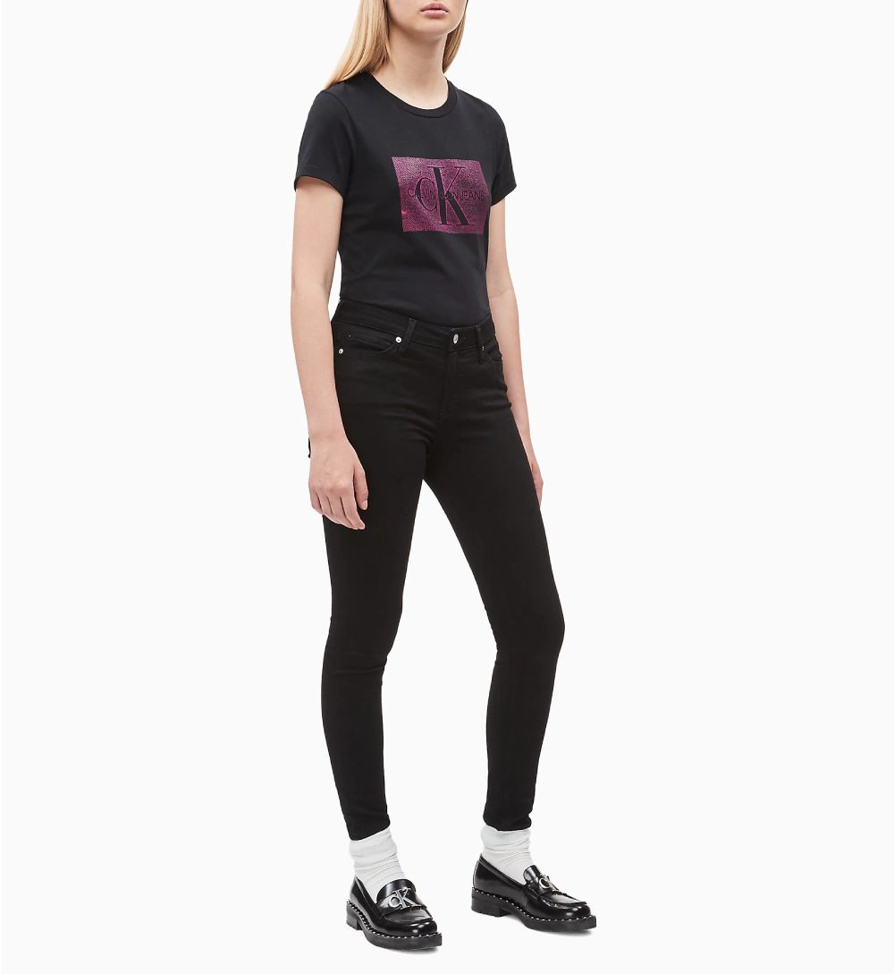Calvin Klein dámske čierne tričko Monogram - L (099)