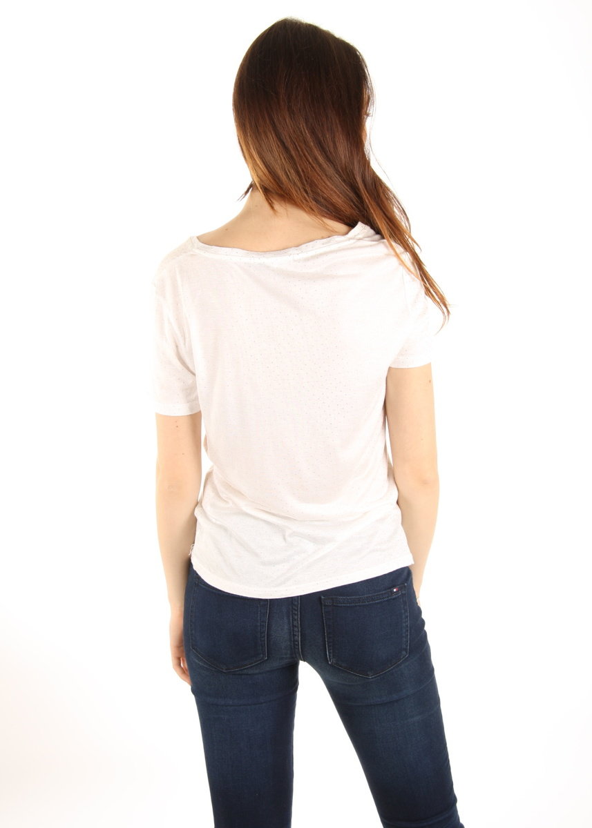 Pepe Jeans dámske biele bodkované tričko - XS (808)