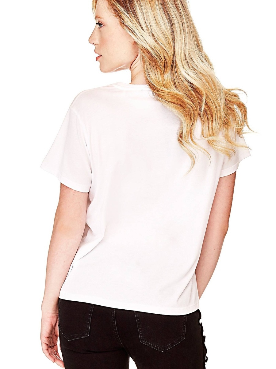 Guess dámske biele tričko s potlačou - XS (A000)