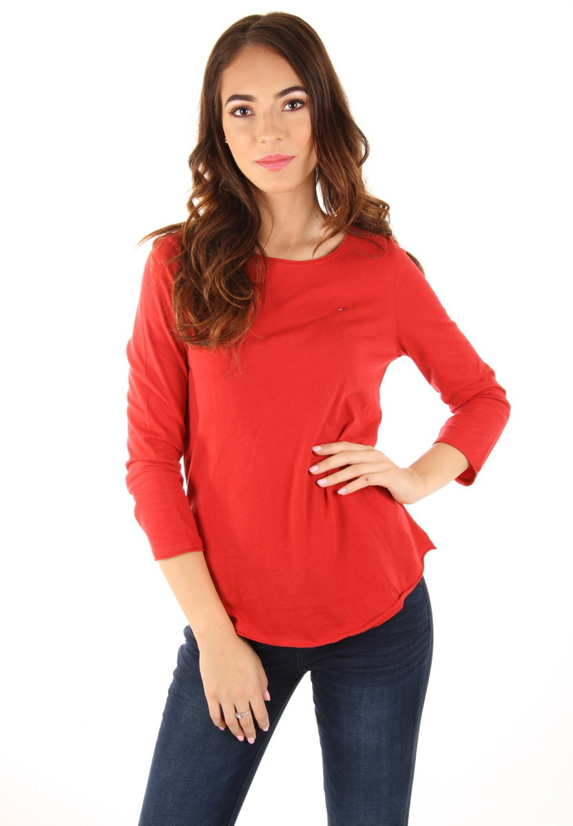 Tommy Hilfiger dámske červené tričko Soft - XS (602)