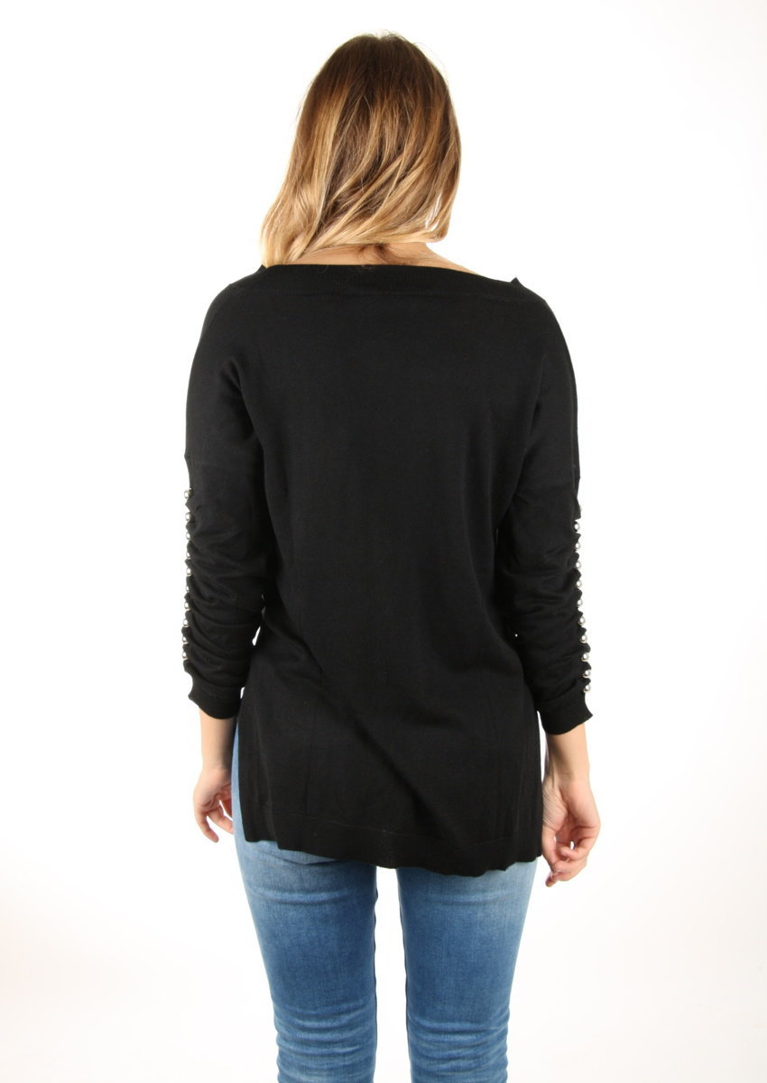 Guess dámsky tenký čierny sveter s 3/4 rukávom - XS (A996)