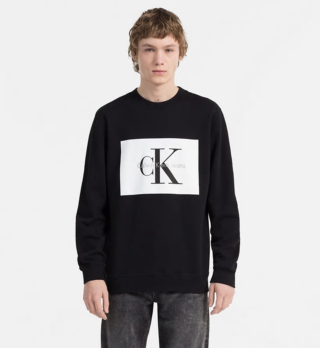 Calvin Klein pánska čierna mikina s potlačou - XL (099)