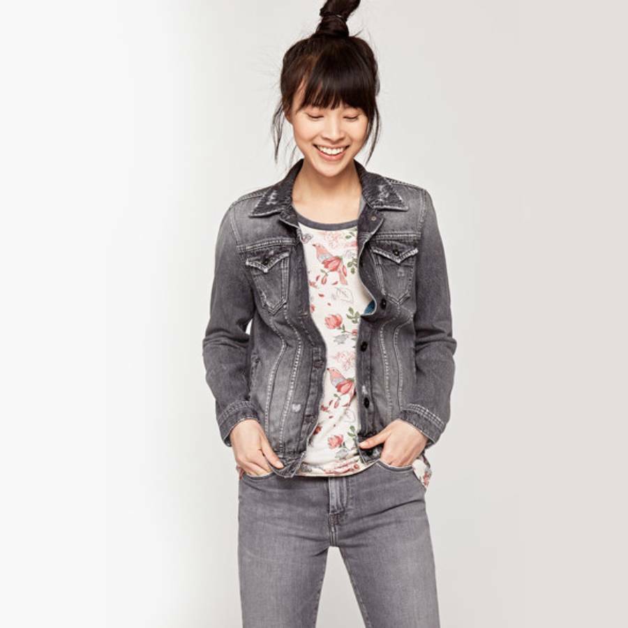 Pepe Jeans dámska šedá džínsová bunda Trift - XS (000)