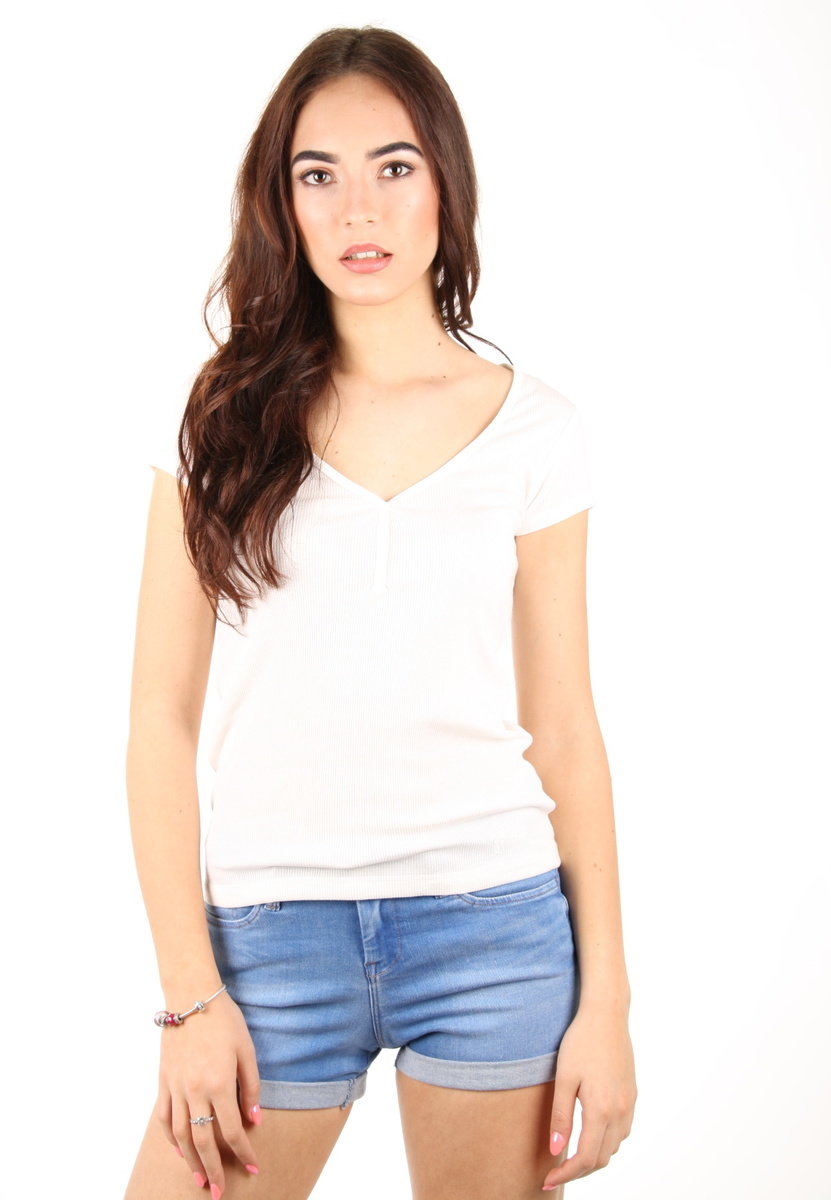 Pepe Jeans dámske biele rebrované tričko - XS (801)
