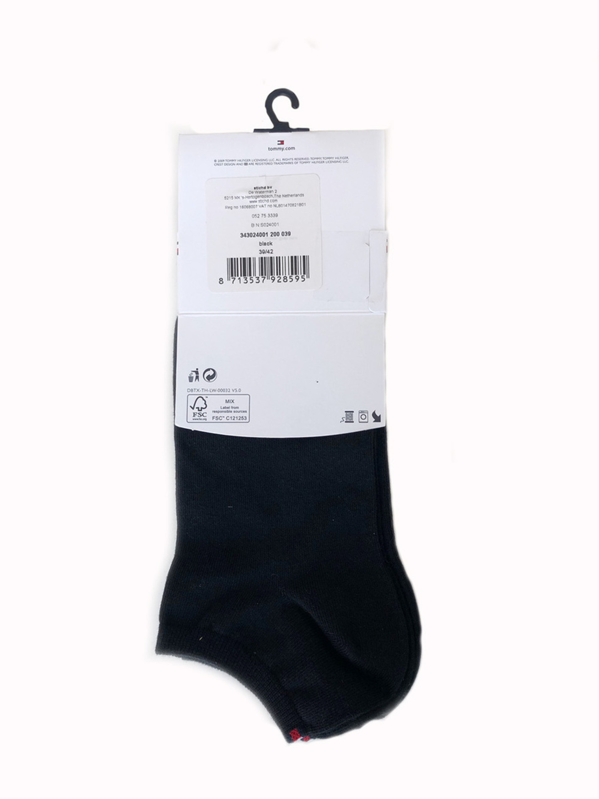Tommy Hilfiger dámske čierne ponožky 2 pack - 35 (200)