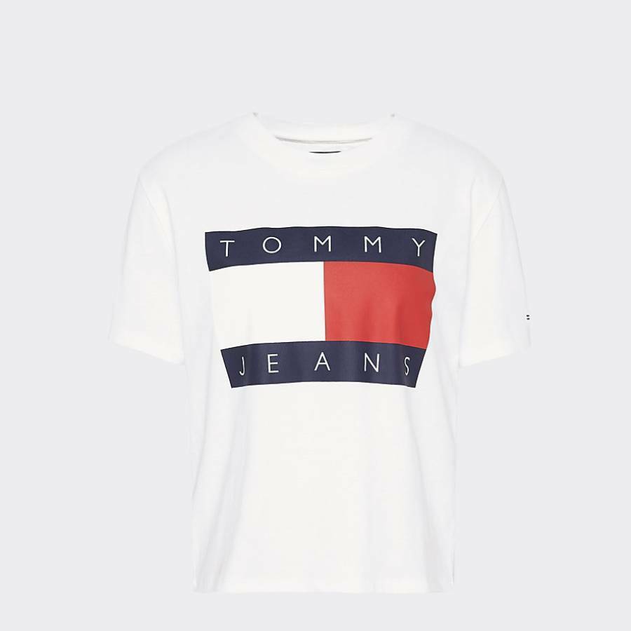 Tommy Hilfiger dámske biele tričko Tommy - XS (YA2)