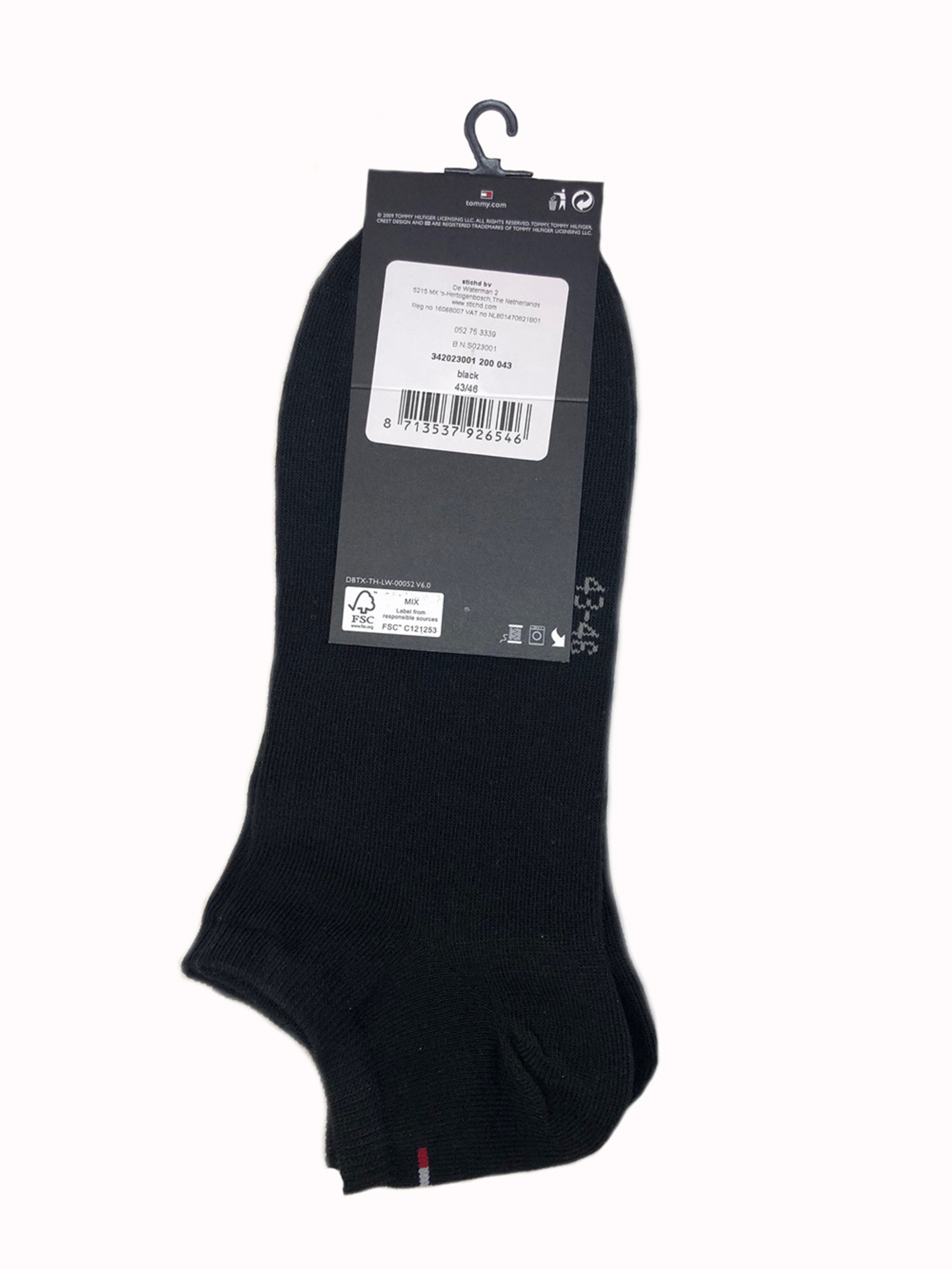 Tommy Hilfiger pánske čierne ponožky 2 pack - 39/42 (200)