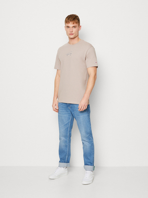 Tommy Jeans pánske béžové tričko SIGNATURE - L (RAZ)