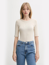 Calvin Klein dámske béžové tričko - L (PB5)