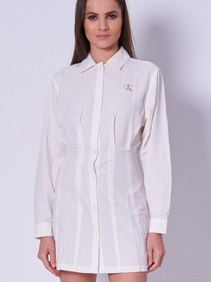Calvin Klein dámske krémové košeľové šaty - S (YBH)