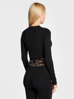 Calvin Klein dámsky čierny crop top sveter - XS (BEH)