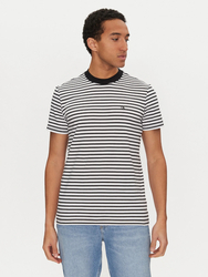 Calvin Klein pánske čiernobiele pruhované tričko - S (0GO)