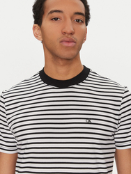 Calvin Klein pánske čiernobiele pruhované tričko - S (0GO)