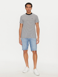 Calvin Klein pánske čiernobiele pruhované tričko - S (0GO)