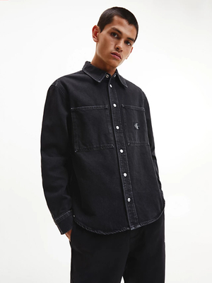 Calvin Klein pánska čierna džínsová košeľa - L (1BY)