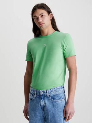 Calvin Klein pánske zelené tričko MICRO MONOLOGO - M (L1C)
