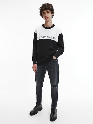 Calvin Klein pánsky čiernobiely sveter - L (YAF)