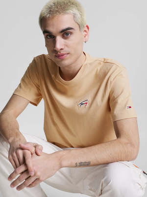 Tommy Jeans pánske béžové tričko SIGNATURE - M (AB4)