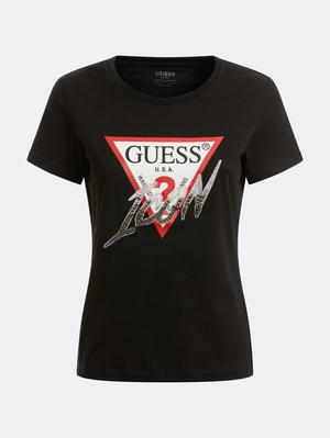 Guess dámske čierne tričko - S (JBLK)