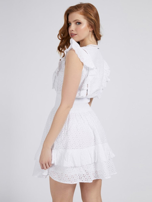 Guess dámske biele šaty - XS (TWHT)