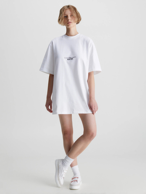 Calvin Klein dámske biele šaty MOTION FLORAL AW T-SHIRT DRESS - S (YAF)