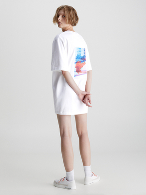 Calvin Klein dámske biele šaty MOTION FLORAL AW T-SHIRT DRESS - S (YAF)