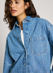 Pepe Jeans dámska denimová košeľa OVERSHIRT GLITTER - S (000)