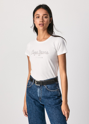Pepe Jeans dámske biele tričko BEATRICE - L (802)