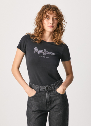 Pepe Jeans dámske čierne tričko BEATRICE - L (999)