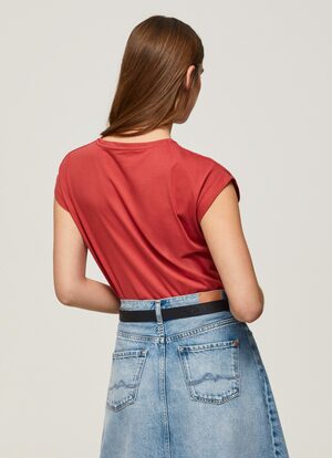 Pepe Jeans dámske červené tričko BLOOM - S (217)