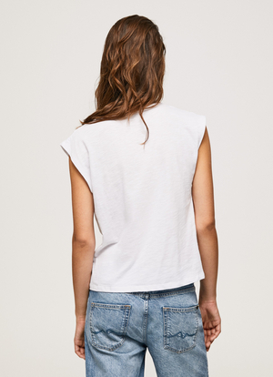 Pepe Jeans dámske biele tričko  MORGANA s cvokmi - XS (800)