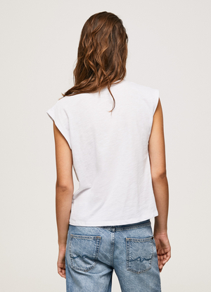 Pepe Jeans dámske biele tričko  MORGANA s cvokmi - S (800)