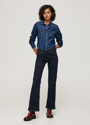 Pepe Jeans dámske tmavomodré džínsy Aubrey - 26/32 (000)