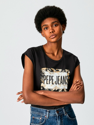 Pepe Jeans dámske čierne tričko CORINNE - XS (987)