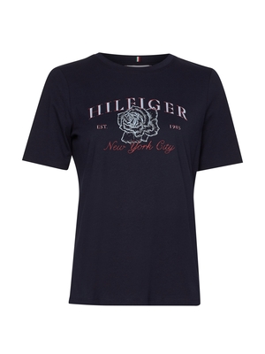 Tommy Hilfiger dámske tmavomodré tričko s potlačou - S (DW5)