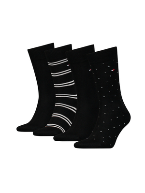 Tommy Hilfiger pánske čierne ponožky 4pack - 39/42 (002)