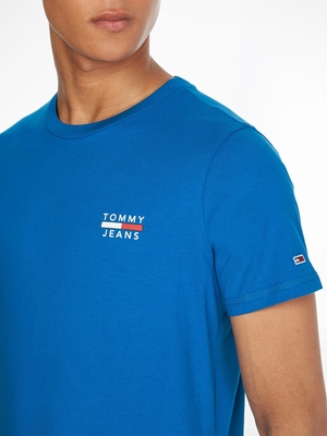 Tommy Jeans pánske modré tričko CHEST LOGO - M (C22)