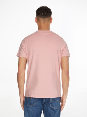 Tommy Jeans pánske ružové tričko CHEST LOGO - L (TH9)