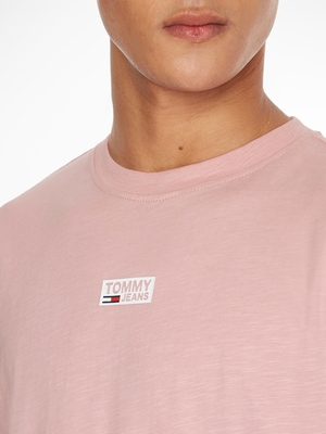 Tommy Jeans pánske ružové tričko BOX CORP LOGO - M (TH9)