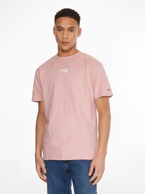 Tommy Jeans pánske ružové tričko BOX CORP LOGO - M (TH9)