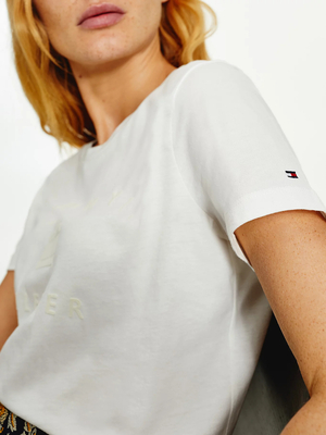 Tommy Hilfiger dámske biele tričko - S (YBL)