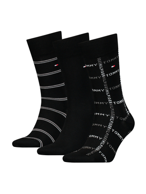 Tommy Hilfiger pánske čierne ponožky 3pack - 39/42 (002)