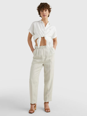 Tommy Hilfiger dámska biela ľanová košeľa - 36 (YBL)