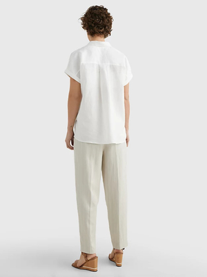 Tommy Hilfiger dámska biela ľanová košeľa - 34 (YBL)